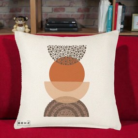 Perna Decorativa Boho Stiva Forme Punctate Terracotta, 40x40 cm, Crem Reliefat, Husa Detasabila, Perna Inclusa, BEKZ®