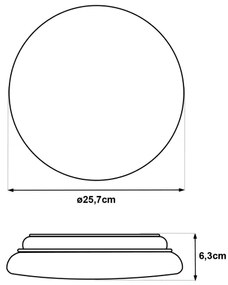 Plafonieră LED LENA cu senzor de mișcare, 12W/230V, Ø 25,7 cm, albă
