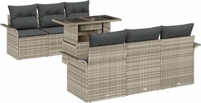 vidaXL Set de canapele pentru grădină 7 pcs Gri deschis Poli Rattan