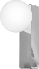 Aplica de perete baie, metal cromat cu glob de sticla alba Boletta IP44