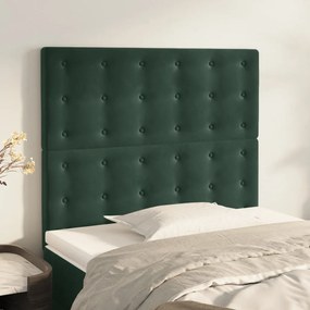 3116805 vidaXL Tăblii de pat, 2 buc, verde închis, 90x5x78/88 cm, catifea