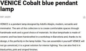 Pendul ceramic design decorativ VENICE Blue