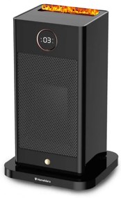 Resigilat: Incalzitor cu umidificator HomeVero HV-SFH1500, 1500 W, Umidificare, 3D flacara, Telecomanda, Timer, Oscilatie, 15-45°C, Negru