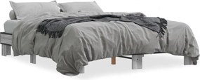 vidaXL Cadru de pat, gri sonoma, 150x200 cm, lemn prelucrat și metal