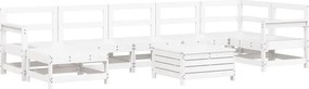 vidaXL Set canapea de grădină, 8 piese, alb, lemn masiv de pin