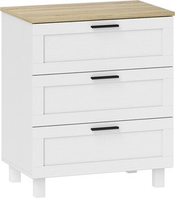 HOMCOM Comodă Modernă cu 3 Sertare 60x38x71 cm Albă și Culoare Lemn | Aosom Romania