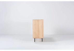 Comodă neagră/în culoare naturală joasă din lemn de stejar 176x100 cm Fina – Gazzda