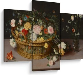 Tablou - Jan Brueghel the Elder, Flowers in a Basket and a Vase, reproducere (90x60 cm)