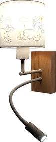 Brilagi - LED Flex. lampă BOBO WOOD 1xE27/25W/230V + LED/3W stejar/alb/unicorni