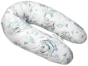 Alăptarea pernă de bumbac - pernă relaxantă Baby Nellys, Elefant și Curcubeu, albastru