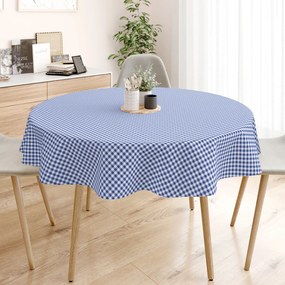 Goldea față de masă 100% bumbac - carouri albastre și albe - rotundă Ø 130 cm