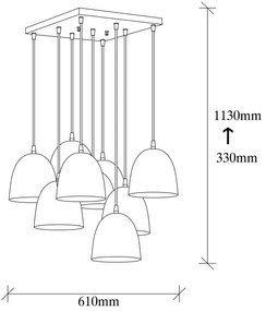 Lustră pe cablu TATTOO 9xE27/40W/230V neagră