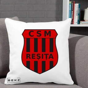 Perna Personalizata CSM Resita Fotbal, 40x40 cm, Alba Mata, Husa Detasabila, Perna Inclusa, BEKZ®