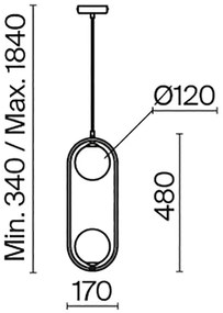 Lustră pe cablu Maytoni MOD013PL-02BS1 RING 2xG9/25W/230V alamă