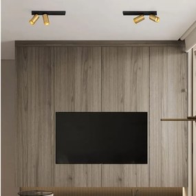 Plafoniera cu 2 spoturi GU10 ZELOS negru/ auriu