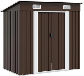 vidaXL Magazie de grădină, maro, 194 x 121 x 181 cm, oțel