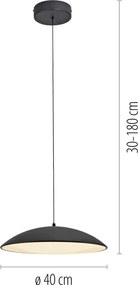 Schöner Wohnen LENTE 14606-18-LED, lustru suspendat pe cablu cu dimmer, LED 17 W, 230 V, Ø 40 cm, negru