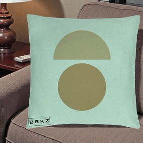 Perna Decorativa Geometric Minimalist Auriu, 40x40 cm, Verde Menta, Husa Detasabila, Perna Inclusa, BEKZ®