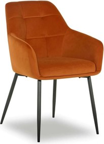 Scaun UGO NEW, caramiziu/negru, stofa catifelata/metal, 58x62x85 cm