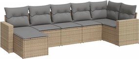 vidaXL Set canapele de grădină, 7 piese, cu perne, bej, poliratan