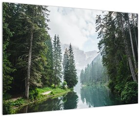 Tablou lacului în pădure (90x60 cm)