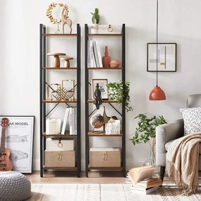 Raft De Depozitare Cu 5 Polite, Maro Rustic Si Negru, 39.6 Cm