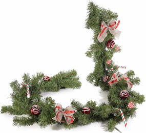 Ghirlanda brad artificial globuri rosii acadele 180 cm