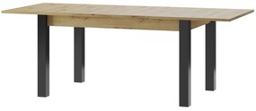 Masă sufragerie Lorren 40 (stejar artisan + negru mat) (pentru 6 până la 8 persoane). 1068170