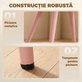 HOMCOM Set de 2 Scaune de Pranzo Moderne și Capitonate, Roz | Aosom Romania