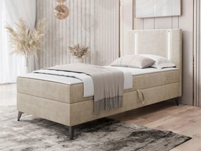 Pat de o persoană 80 cm Hebara 1 (Bej) (cu somieră și saltea) (cu sp. depozitare) (D). 1103566