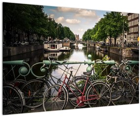 Tablou cu bicicleta în oraș (90x60 cm)
