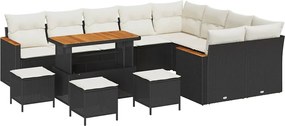vidaXL Set de canapele pentru grădină 13 pcs Negru Poli Rattan