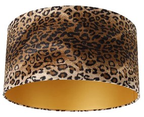 Abajur din catifea cu imprimeu leopard 50/50/25 auriu interior