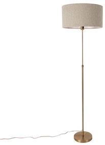 Lampa de podea reglabila bronz cu abajur boucle taupe 50 cm - Parte