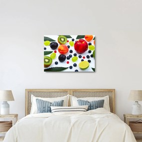 Tablou pe sticlă - fructe cu picături de apă (70x50 cm)