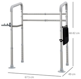 HOMCOM Suport de Toaletă Reglabil, Cadru de Siguranță pentru Baie, cu Brațe și Ventuze, Accesoriu Baie | Aosom Romania
