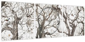 Tablou - Model de pădure, desen (cu ceas) (90x30 cm)