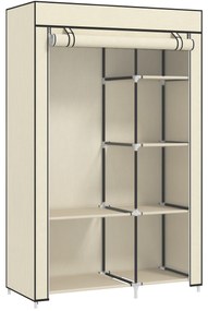 HOMCOM Dulap din Material Textil, Soluție de Depozitare, 6 Rafturi, 1 Bară pentru Haine, Bej | Aosom Romania