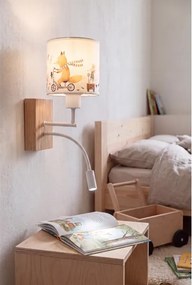 Brilagi - LED Flex. lampă BOBO WOOD 1xE27/25W/230V + LED/3W stejar/alb/cu animale