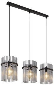 Lustra suspendata 3L design modern GORLEY negru, fumuriu