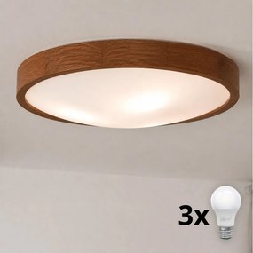 Brilagi - Plafonieră LED CARVALHO SLIM 3xE27/15W/230V, finisaj stejar-cireș, diametru 47 cm