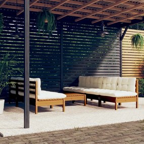 Set mobilier grădină cu perne crem, 8 piese, lemn de pin