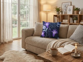 Husa pentru perna din microfibra VIOLET BUTTERFLY 45x45 cm, albastru inchis