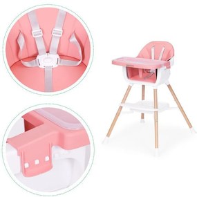 Scaun înalt pentru copii 2 în 1 roz