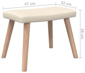 Scaun de relaxare cu taburet, crem, textil 1, Crem, Cu suport de picioare