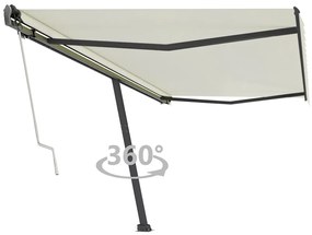 vidaXL Copertină autonomă retractabilă automat, crem, 500x350 cm