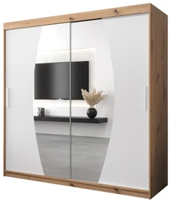 Dulap de haine 200 cm Eclipse (Stejar artisan + Alb mat). 1063435