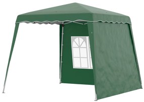 Outsunny Cort Pliabil cu 2 Pereți Laterali 2,89x2,89m Pavilion de Grădină cu Înălțime Reglabilă Protecție UV50+ Verde | Aosom Romania