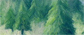 Tablou - Conifere pictate (120x50 cm)