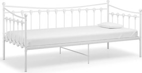 vidaXL Cadru pat canapea, alb, 90x200 cm, metal